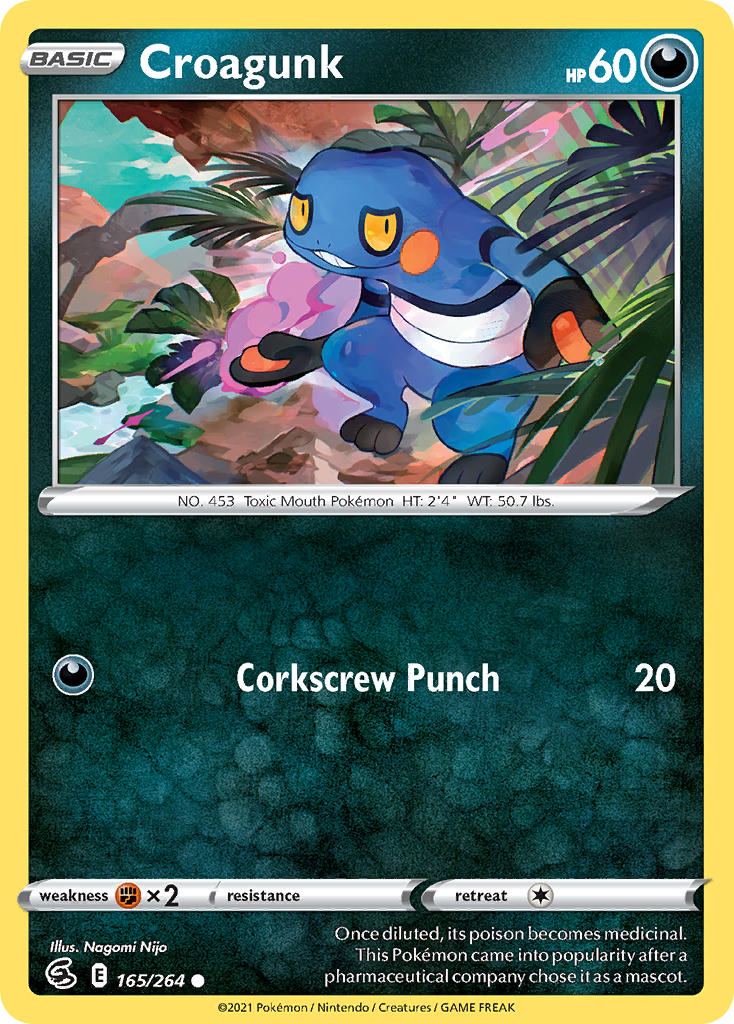 (165/264) Pokemon TCG Fusion Strike Single: Croagunk Reverse Holo Common