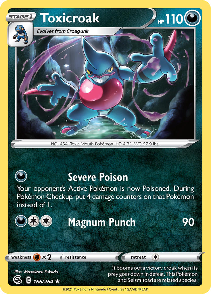 (166/264) Pokemon TCG Fusion Strike Single: Toxicroak Reverse Holo Rare