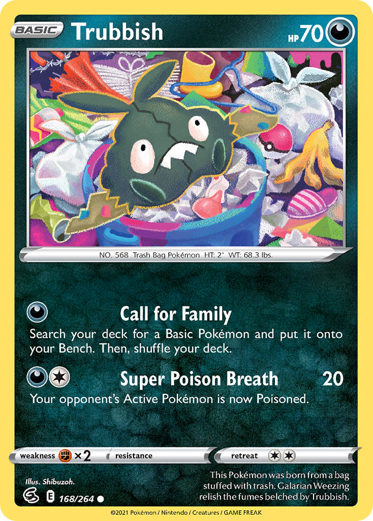 (168/264) Pokemon TCG Fusion Strike Single: Trubbish Reverse Holo Common