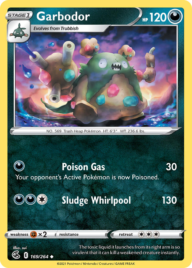 (169/264) Pokemon TCG Fusion Strike Single: Garbodor Reverse Holo Uncommon