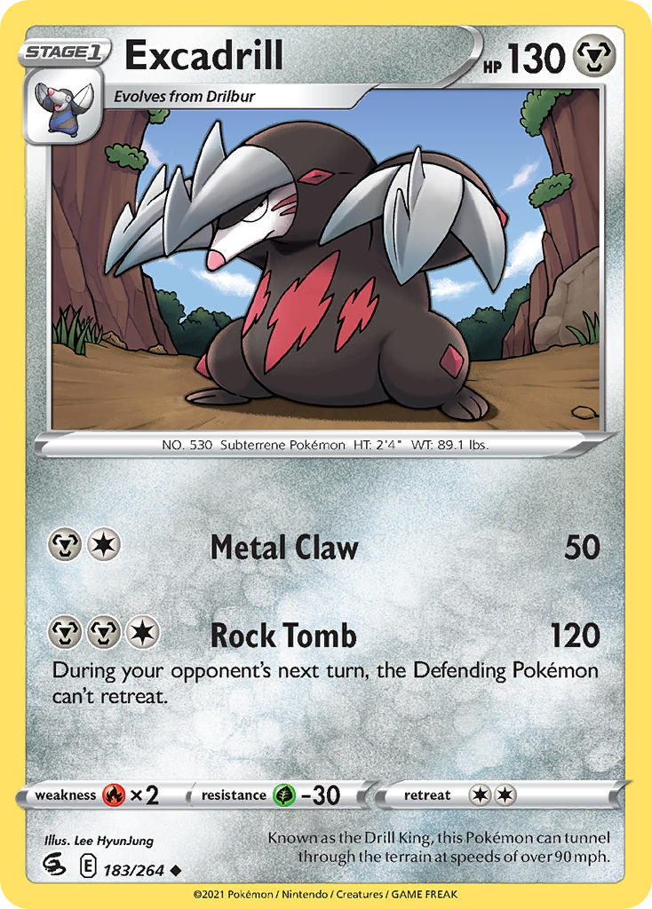 (183/264) Pokemon TCG Fusion Strike Single: Excadrill Reverse Holo Uncommon