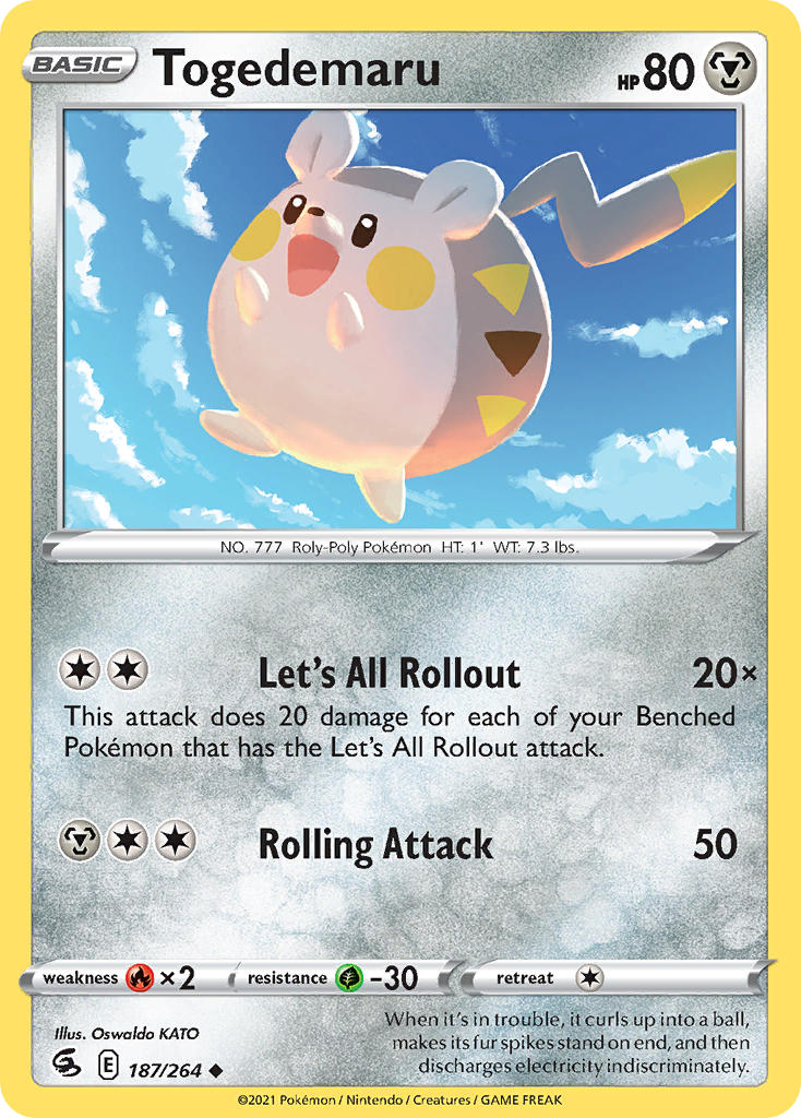 (187/264) Pokemon TCG Fusion Strike Single: Togedemaru Reverse Holo Uncommon