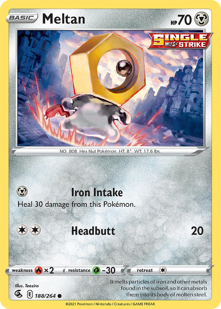 (188/264) Pokemon TCG Fusion Strike Single: Meltan Reverse Holo Common