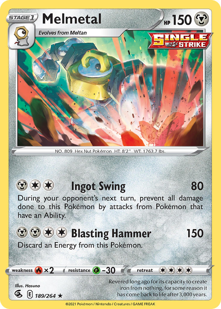 (189/264) Pokemon TCG Fusion Strike Single: Melmetal Reverse Holo Holo Rare