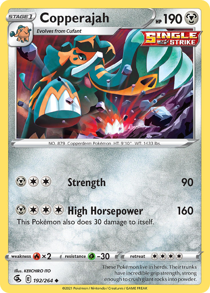 (192/264) Pokemon TCG Fusion Strike Single: Copperajah Reverse Holo Uncommon