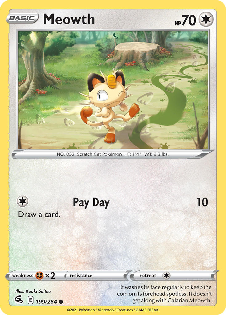 (199/264) Pokemon TCG Fusion Strike Single: Meowth Common