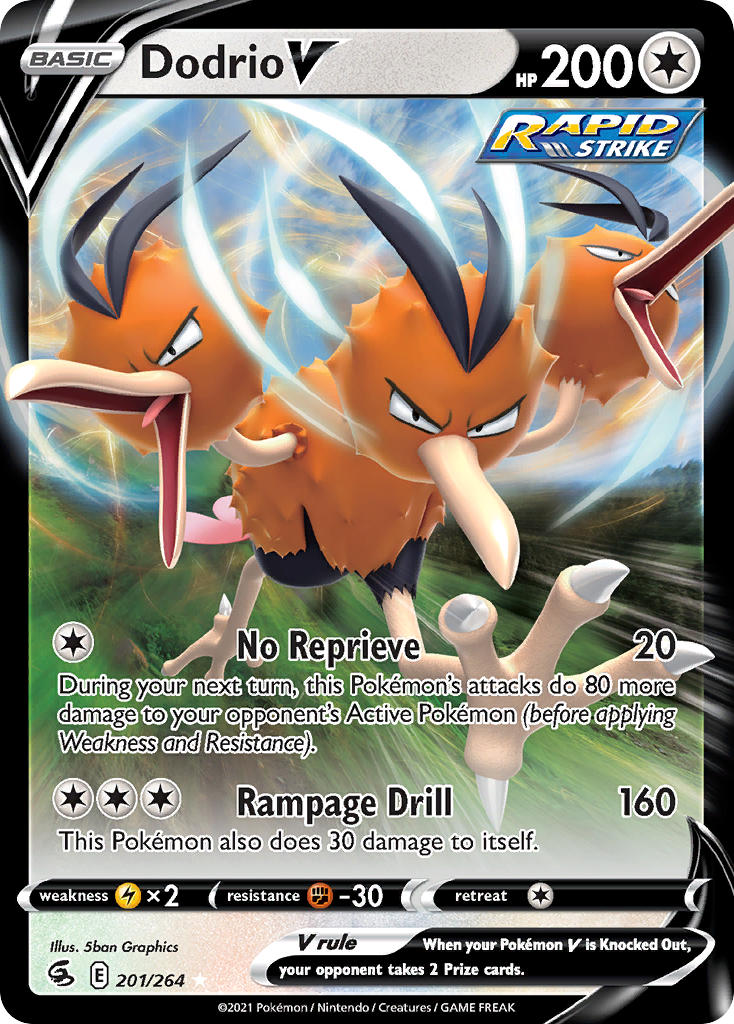 (201/264) Pokemon TCG Fusion Strike Single: Dodrio V Ultra Rare