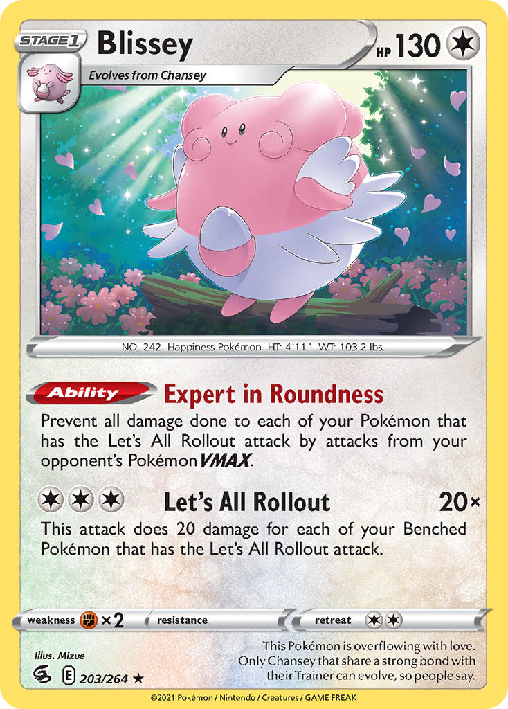 (203/264) Pokemon TCG Fusion Strike Single: Blissey Reverse Holo Rare