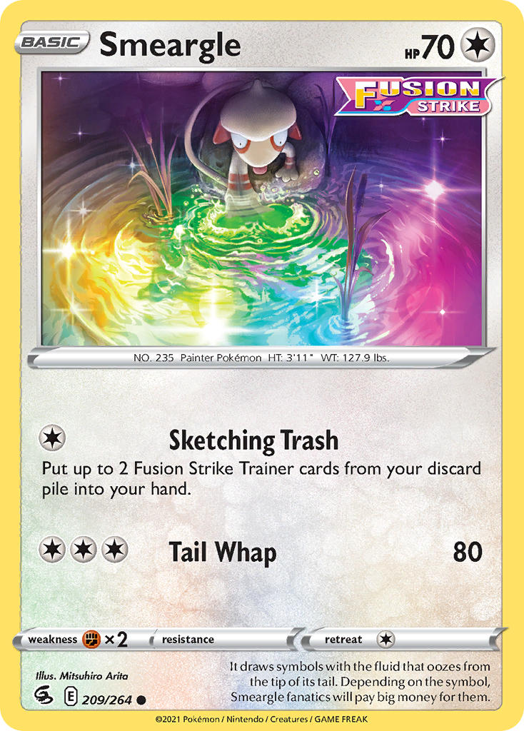 (209/264) Pokemon TCG Fusion Strike Single: Smeargle Common