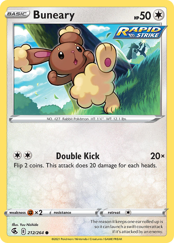 (212/264) Pokemon TCG Fusion Strike Single: Buneary Reverse Holo Common