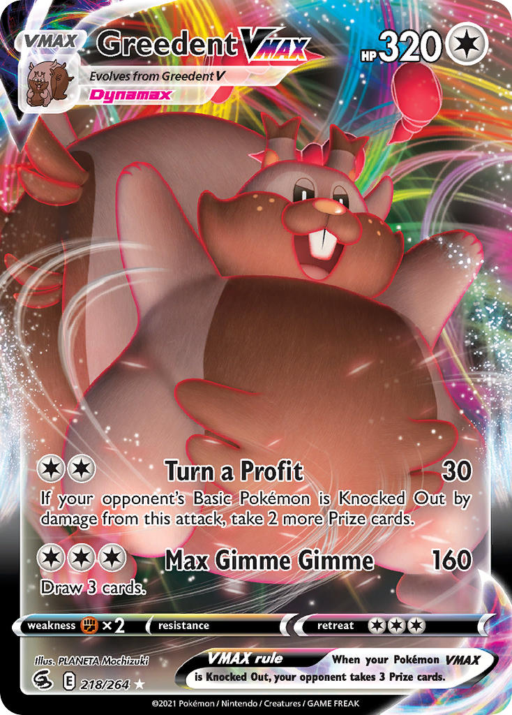 (218/264) Pokemon TCG Fusion Strike Single: Greedent VMAX Ultra Rare