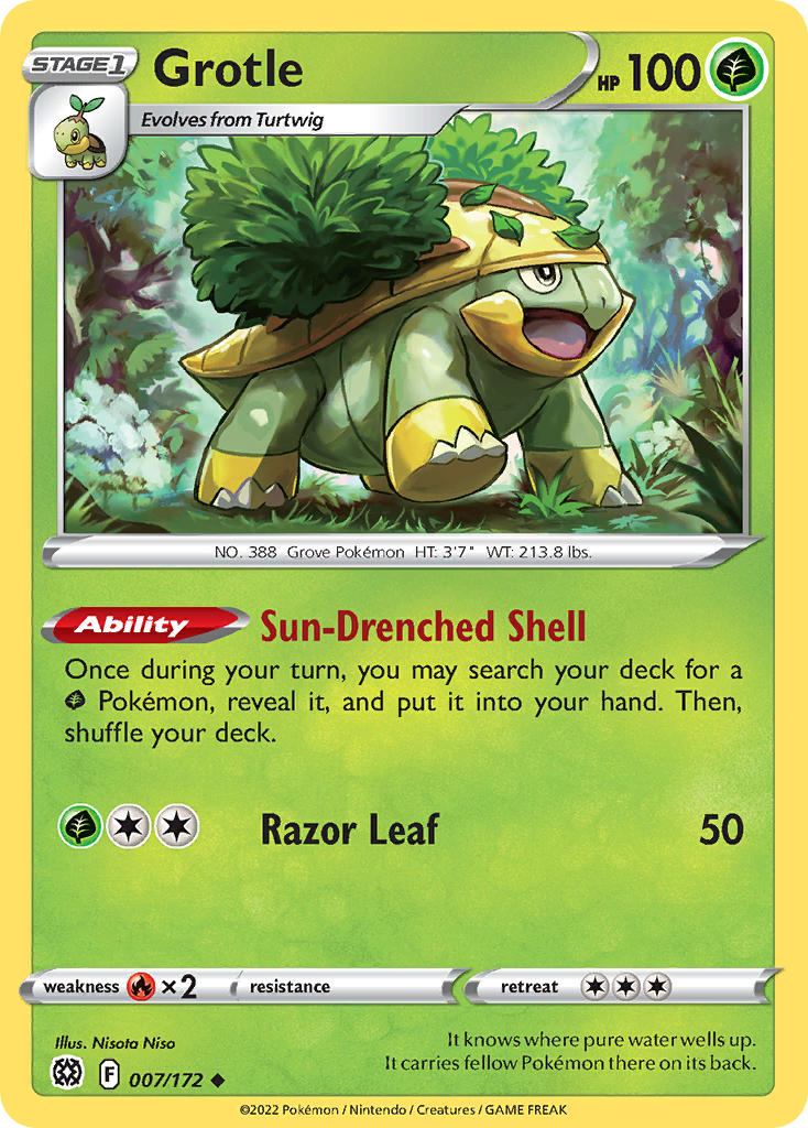 (007/172) Pokemon TCG Brilliant Stars Single: Grotle Uncommon