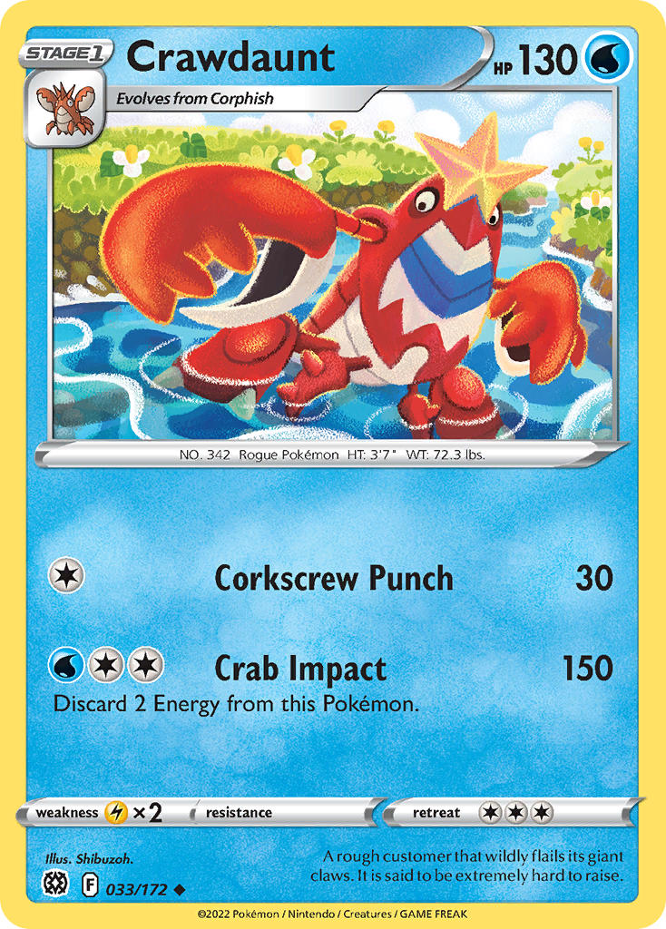 (033/172) Pokemon TCG Brilliant Stars Single: Crawdaunt Uncommon