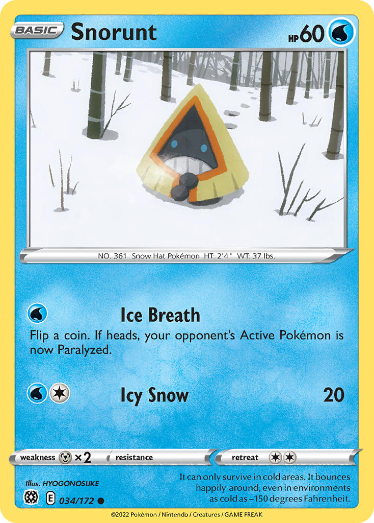 (034/172) Pokemon TCG Brilliant Stars Single: Snorunt Reverse Holo Common