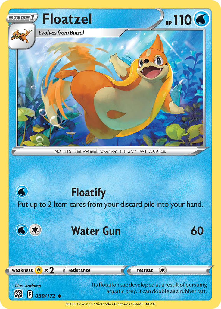 (039/172) Pokemon TCG Brilliant Stars Single: Floatzel Reverse Holo Uncommon