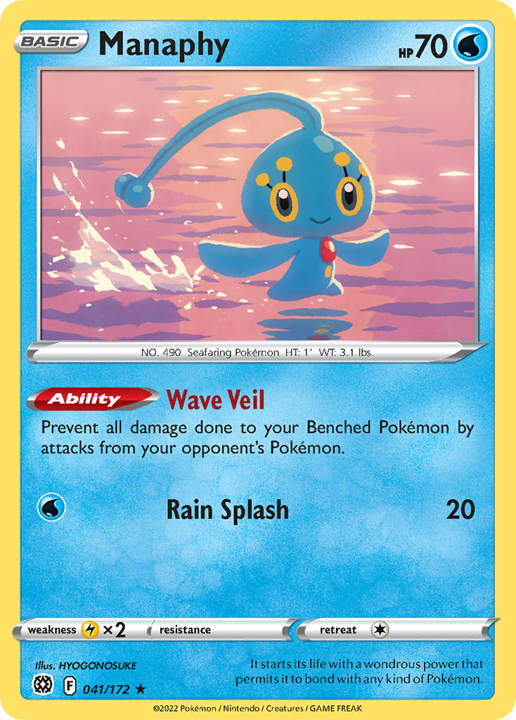 (041/172) Pokemon TCG Brilliant Stars Single: Manaphy Reverse Holo Rare