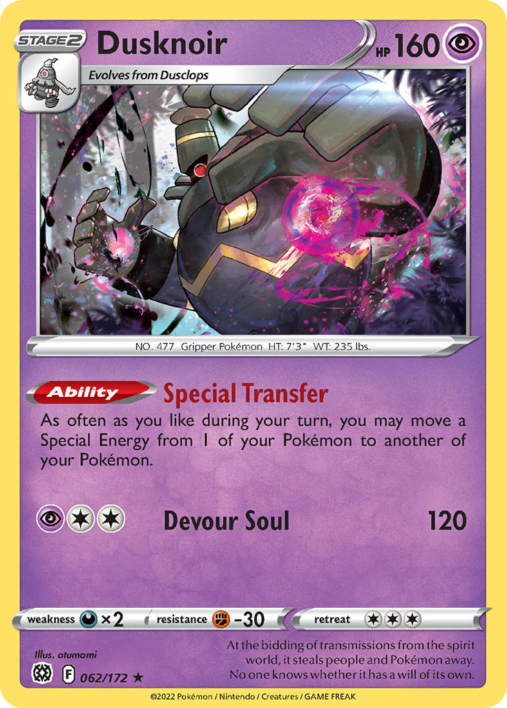 (062/172) Pokemon TCG Brilliant Stars Single: Dusknoir Reverse Holo Holo Rare