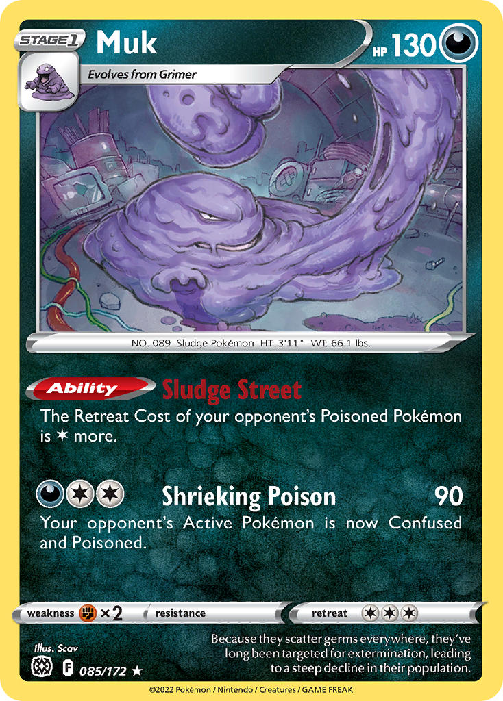 (085/172) Pokemon TCG Brilliant Stars Single: Muk Reverse Holo Rare