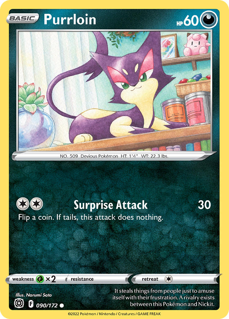 (090/172) Pokemon TCG Brilliant Stars Single: Purrloin Common
