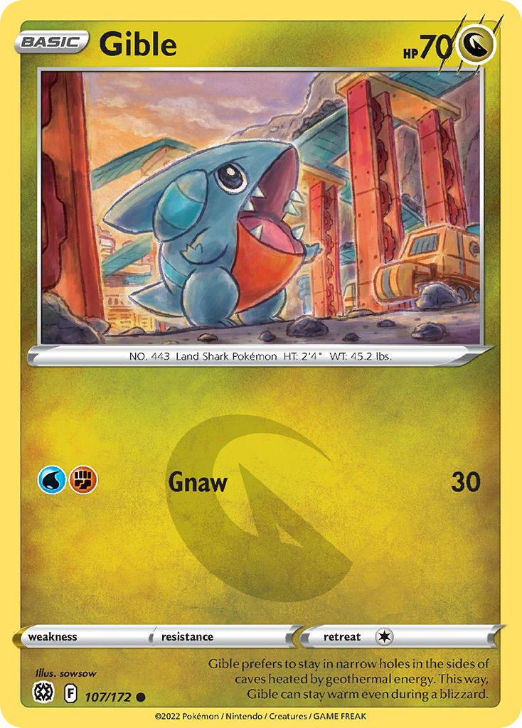 (107/172) Pokemon TCG Brilliant Stars Single: Gible Reverse Holo Common