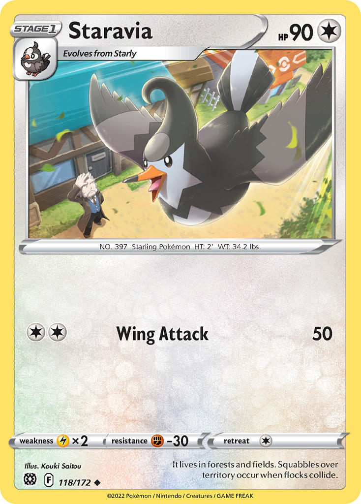 (118/172) Pokemon TCG Brilliant Stars Single: Staravia Uncommon