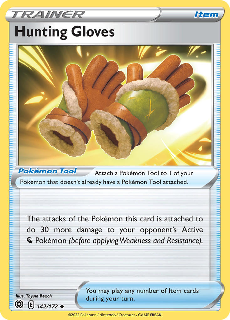 (142/172) Pokemon TCG Brilliant Stars Single: Hunting Gloves Reverse Holo Uncommon