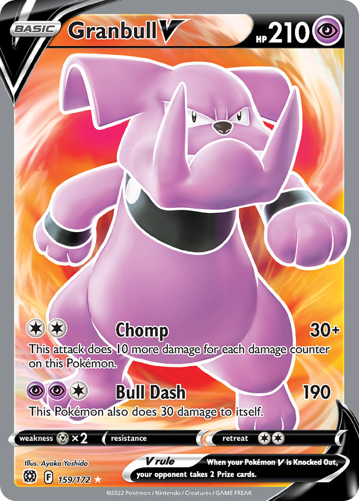 (159/172) Pokemon TCG Brilliant Stars Single: Granbull V Ultra Rare