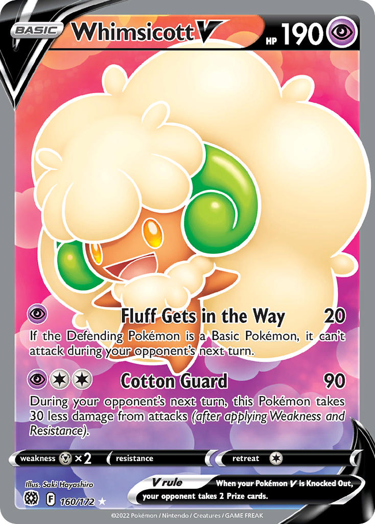 (160/172) Pokemon TCG Brilliant Stars Single: Whimsicott V Ultra Rare