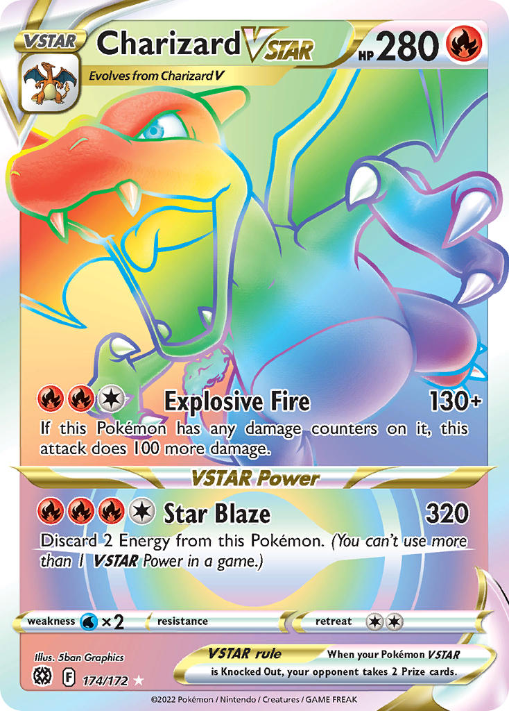 (174/172) Pokemon TCG Brilliant Stars Single: Charizard VSTAR Secret Rare