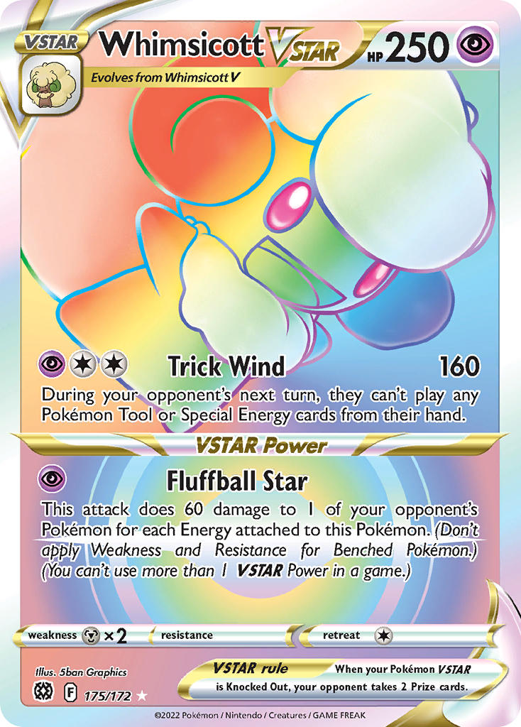 (175/172) Pokemon TCG Brilliant Stars Single: Whimsicott VSTAR Secret Rare