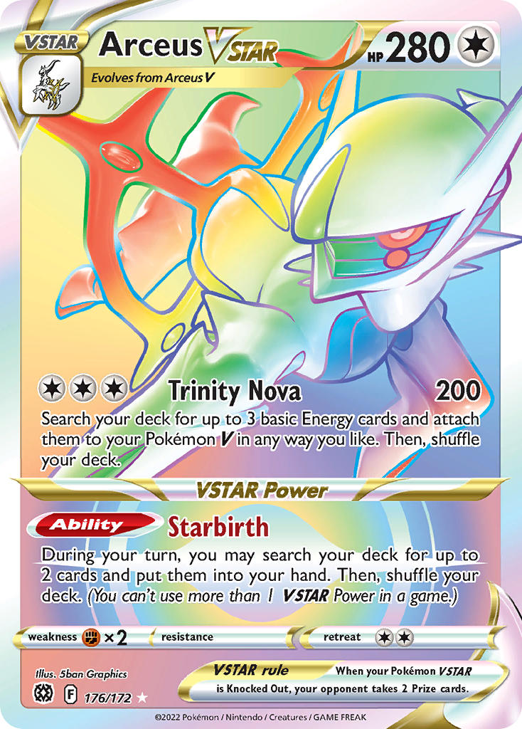 (176/172) Pokemon TCG Brilliant Stars Single: Arceus VSTAR Secret Rare