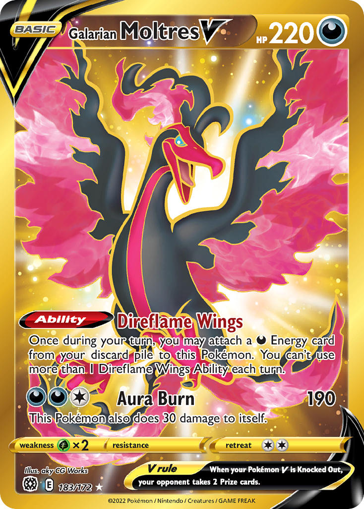 (183/172) Pokemon TCG Brilliant Stars Single: Galarian Moltres V Secret Rare
