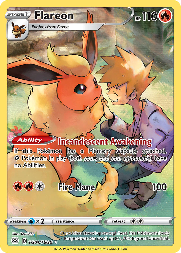 (TG01/TG30) Pokemon TCG Brilliant Stars Single: Flareon Holo Rare