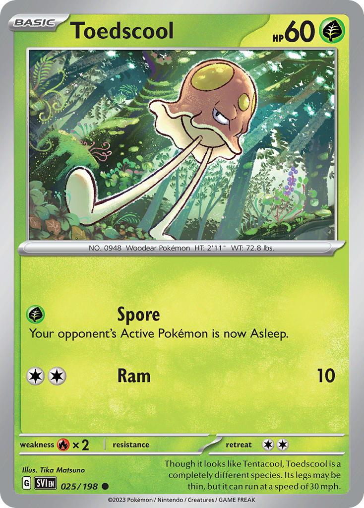 (025/198) Pokemon TCG Scarlet & Violet Single: Toedscool Reverse Holo Common