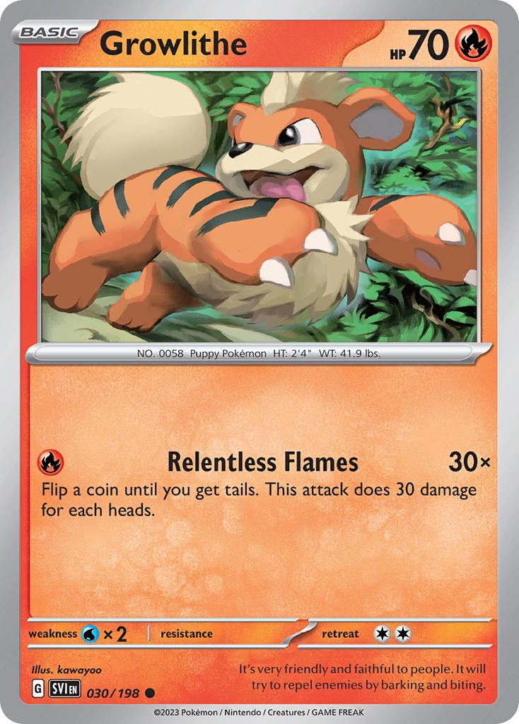 (030/198) Pokemon TCG Scarlet & Violet Single: Growlithe Common