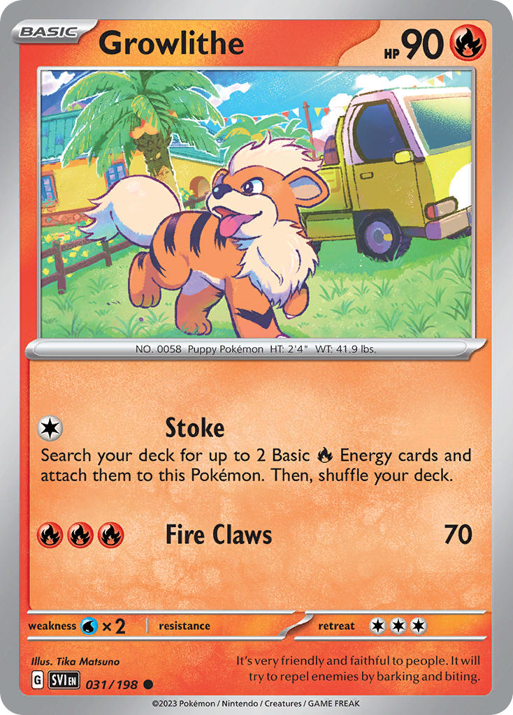 (031/198) Pokemon TCG Scarlet & Violet Single: Growlithe Reverse Holo Common