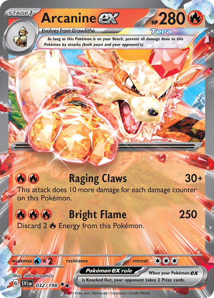 (032/198) Pokemon TCG Scarlet & Violet Single: Arcanine ex Double Rare