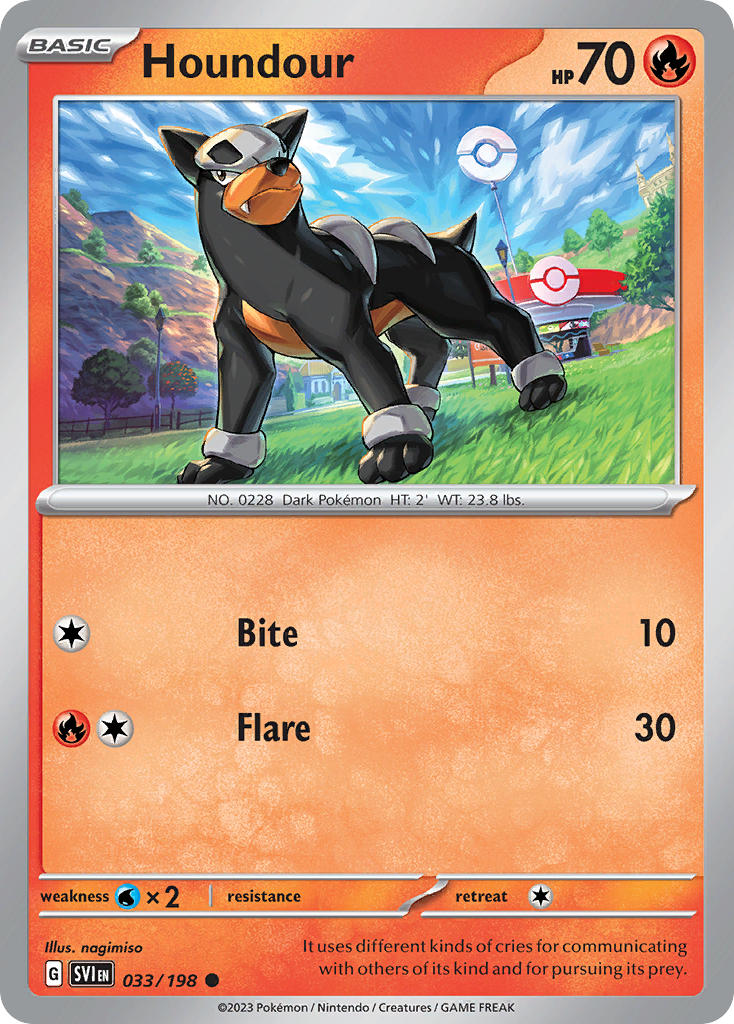 (033/198) Pokemon TCG Scarlet & Violet Single: Houndour Reverse Holo Common