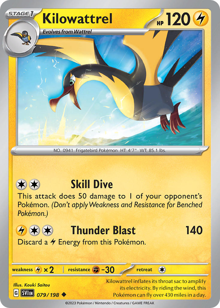 (079/198) Pokemon TCG Scarlet & Violet Single: Kilowattrel Reverse Holo Uncommon