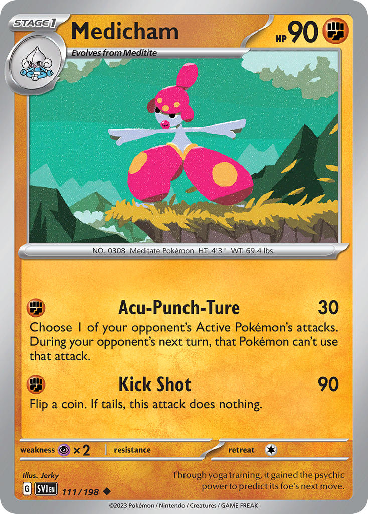 (111/198) Pokemon TCG Scarlet & Violet Single: Medicham Reverse Holo Uncommon