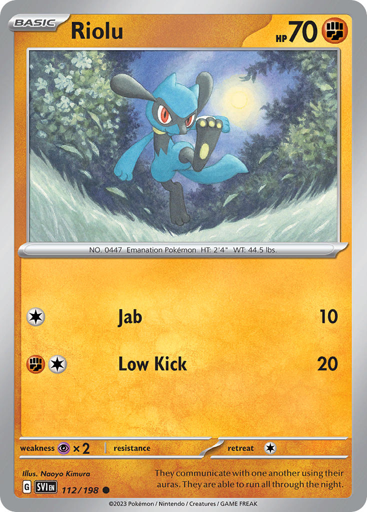 (112/198) Pokemon TCG Scarlet & Violet Single: Riolu Common