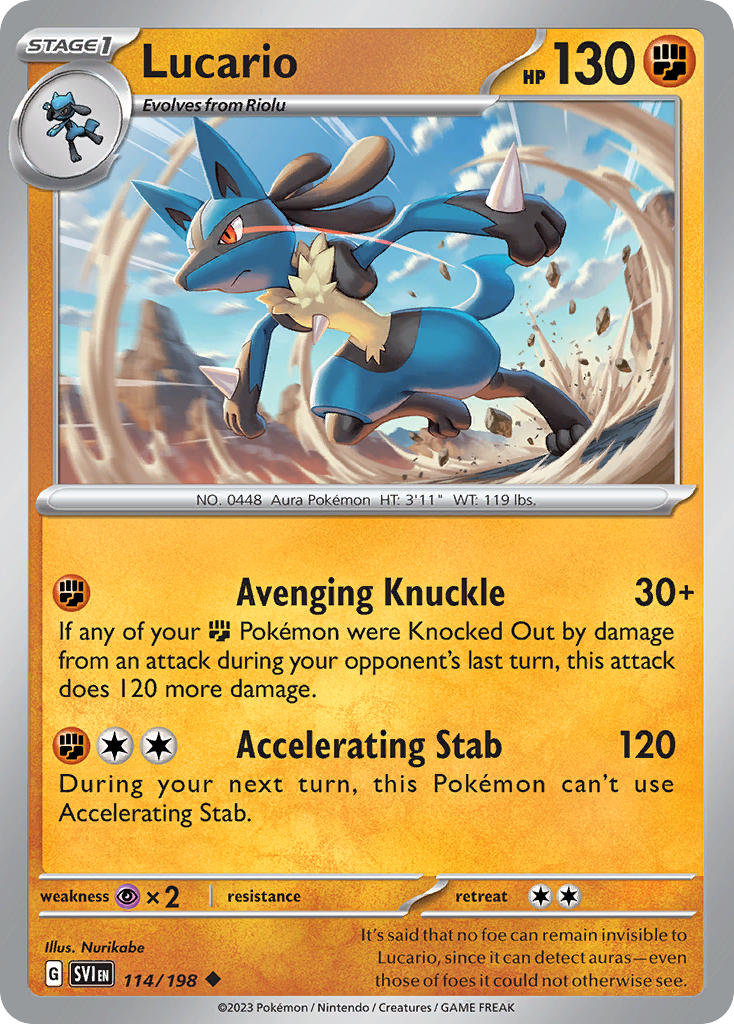 (114/198) Pokemon TCG Scarlet & Violet Single: Lucario Uncommon