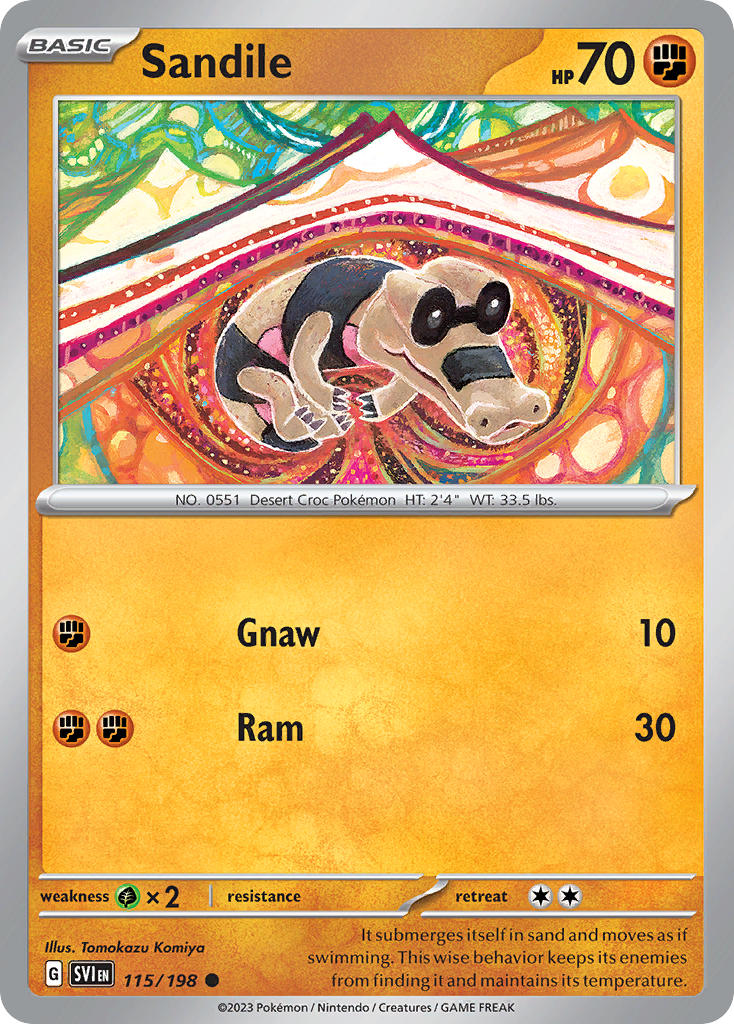 (115/198) Pokemon TCG Scarlet & Violet Single: Sandile Reverse Holo Common