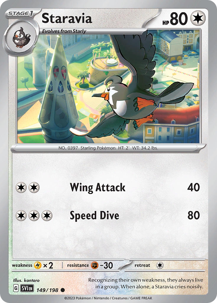 (149/198) Pokemon TCG Scarlet & Violet Single: Staravia Reverse Holo Common