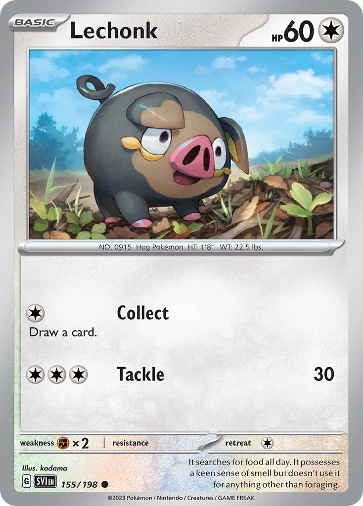(155/198) Pokemon TCG Scarlet & Violet Single: Lechonk Common