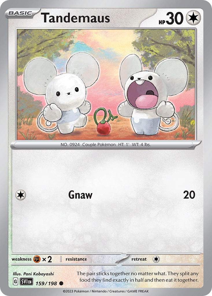 (159/198) Pokemon TCG Scarlet & Violet Single: Tandemaus Reverse Holo Common