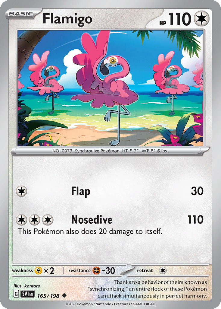(165/198) Pokemon TCG Scarlet & Violet Single: Flamigo Reverse Holo Uncommon