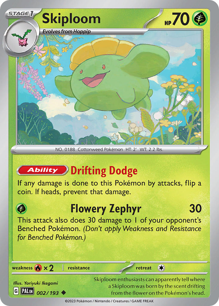 Pokemon TCG Paldea Evolved Single: Skiploom Non-Holo (002/193)