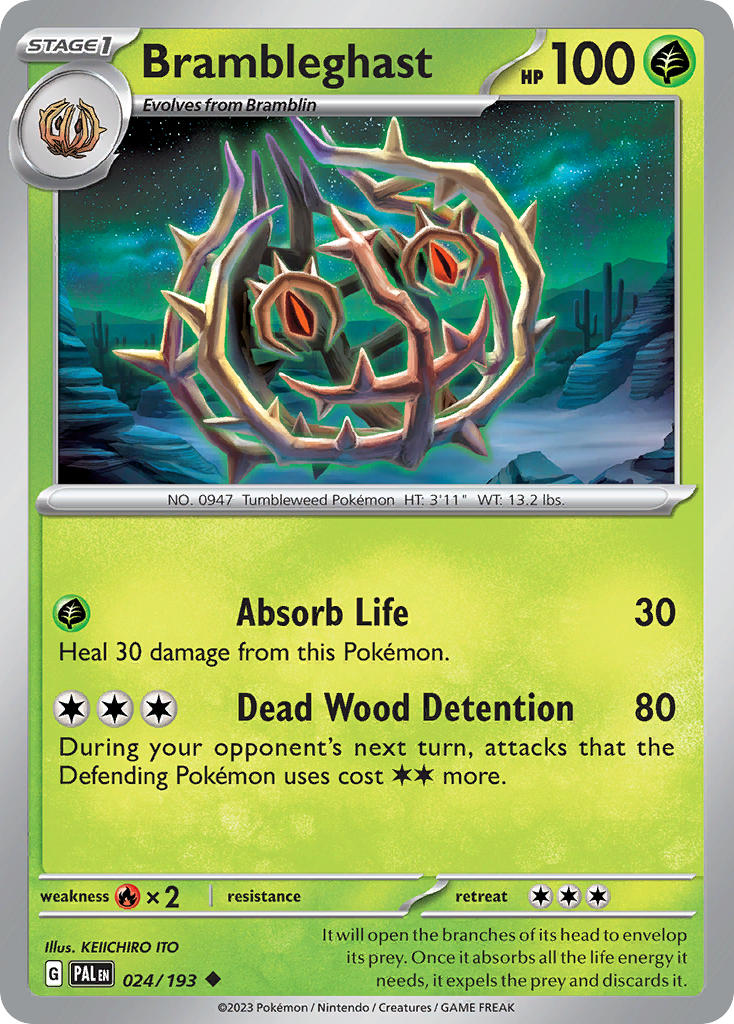 Pokemon TCG Paldea Evolved Single: Brambleghast Non-Holo (024/193)