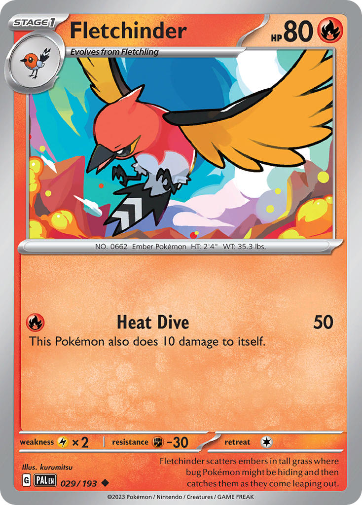 Pokemon TCG Paldea Evolved Single: Fletchinder Reverse Holo (029/193)